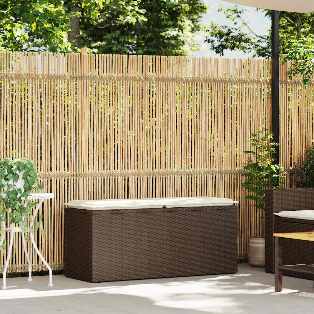 vidaXL Bancă de grădină cu pernă maro 110x40x44 cm polirattan vidaXL Bancă de grădină cu pernă maro 110x40x44 cm polirattan