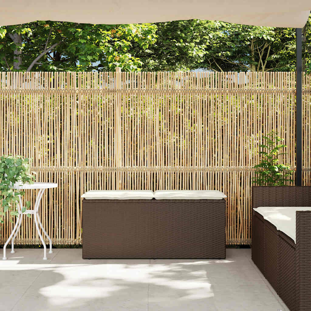 vidaXL Bancă de grădină cu pernă maro 110x40x44 cm polirattan vidaXL Bancă de grădină cu pernă maro 110x40x44 cm polirattan