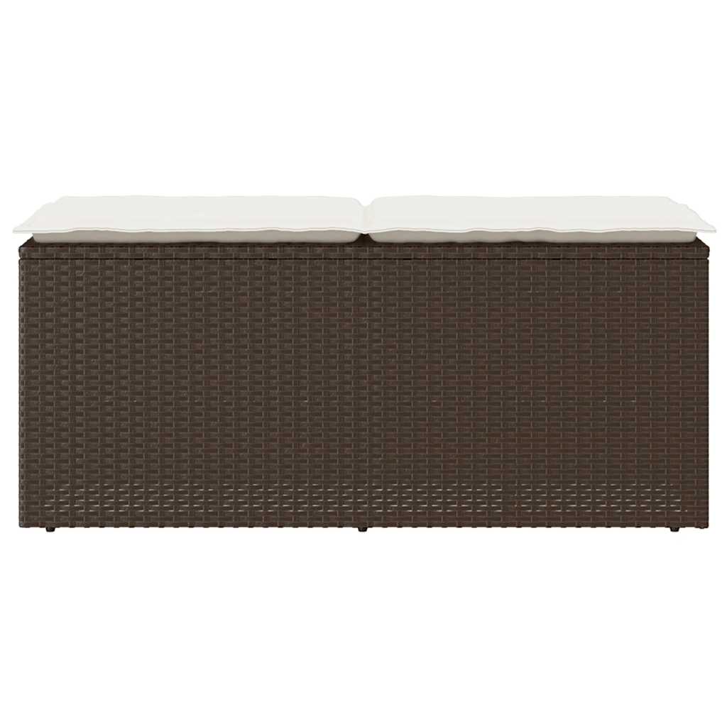 vidaXL Bancă de grădină cu pernă maro 110x40x44 cm polirattan vidaXL Bancă de grădină cu pernă maro 110x40x44 cm polirattan