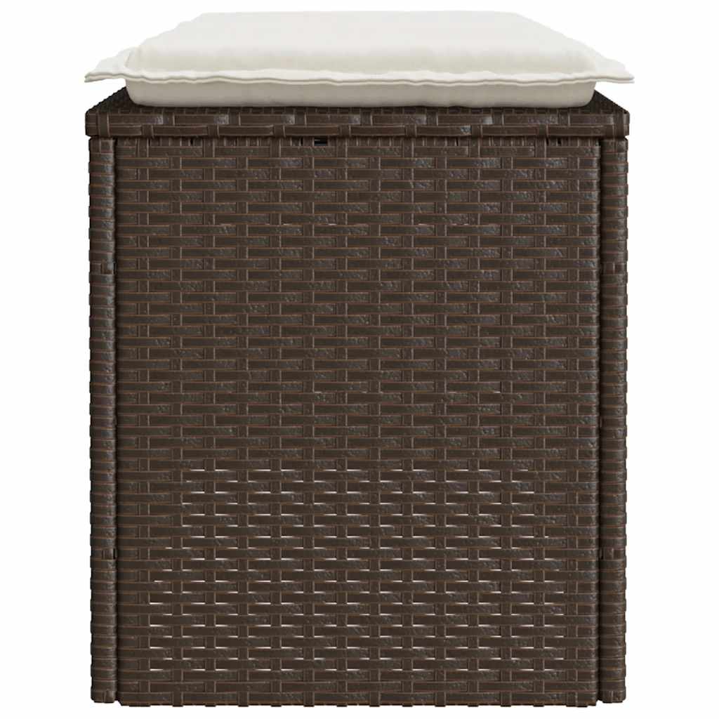 vidaXL Bancă de grădină cu pernă maro 110x40x44 cm polirattan vidaXL Bancă de grădină cu pernă maro 110x40x44 cm polirattan