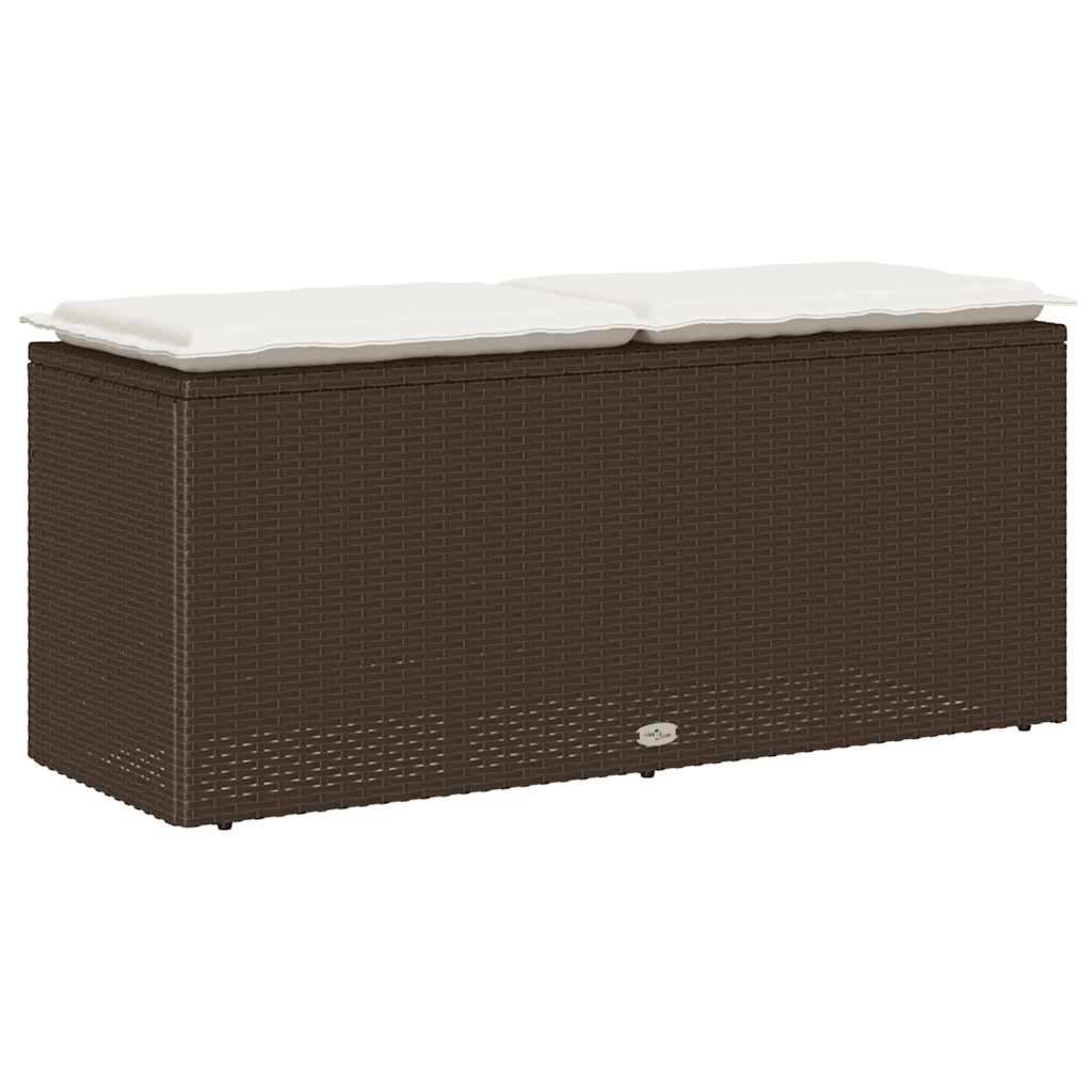 vidaXL Bancă de grădină cu pernă maro 110x40x44 cm polirattan vidaXL Bancă de grădină cu pernă maro 110x40x44 cm polirattan