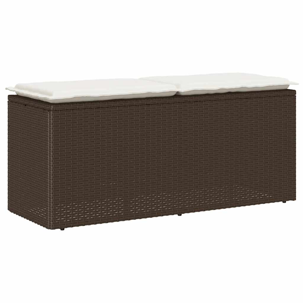 vidaXL Bancă de grădină cu pernă maro 110x40x44 cm polirattan vidaXL Bancă de grădină cu pernă maro 110x40x44 cm polirattan