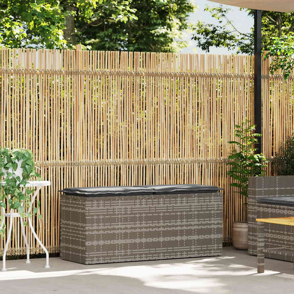 vidaXL Bancă de grădină cu pernă gri 110x40x44 cm polirattan