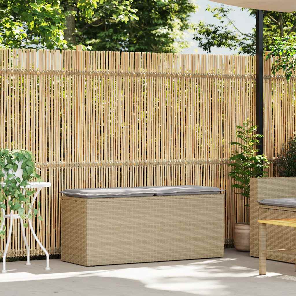 vidaXL Bancă de grădină cu pernă Bej 110x40x44 cm polirattan vidaXL Bancă de grădină cu pernă Bej 110x40x44 cm polirattan