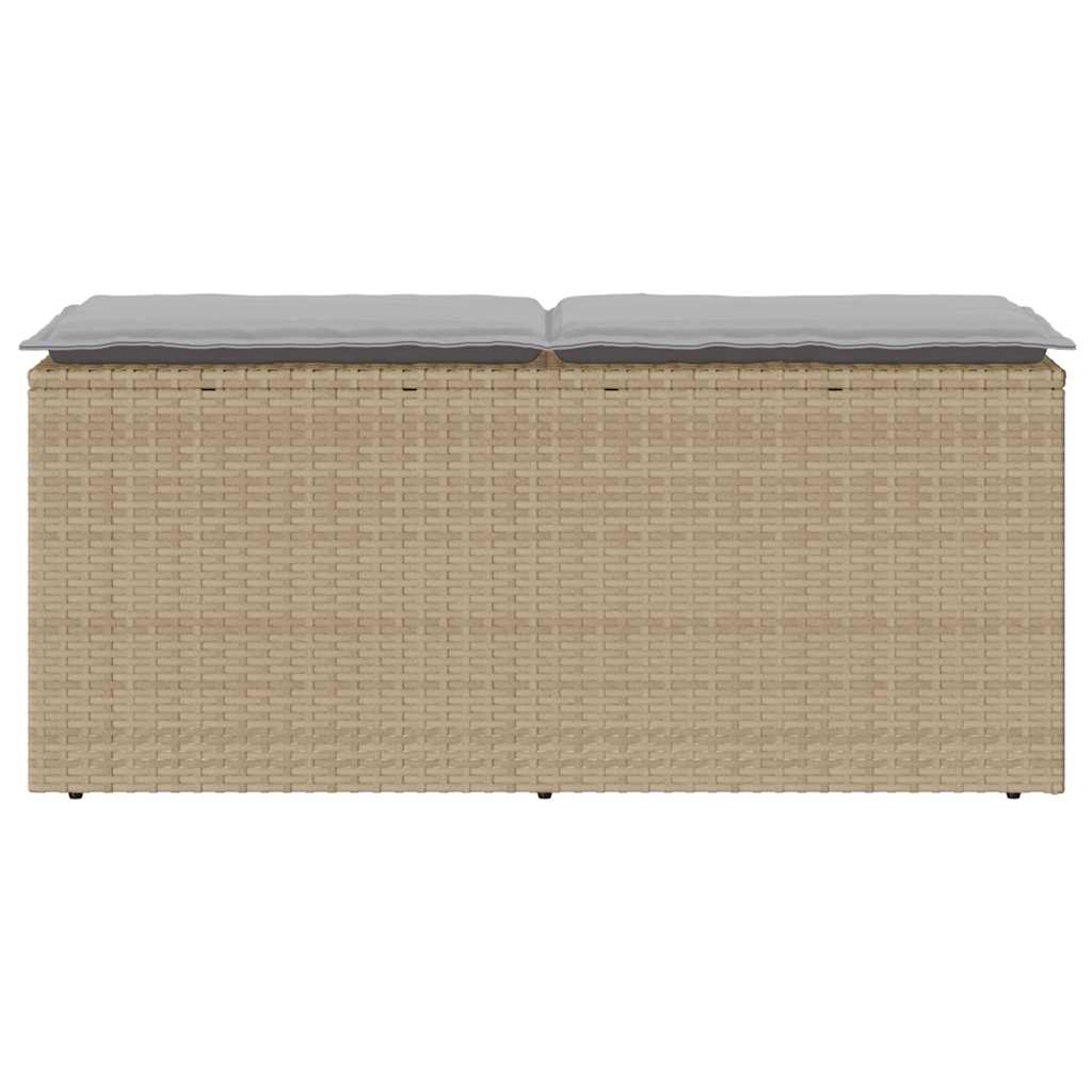 vidaXL Bancă de grădină cu pernă Bej 110x40x44 cm polirattan vidaXL Bancă de grădină cu pernă Bej 110x40x44 cm polirattan