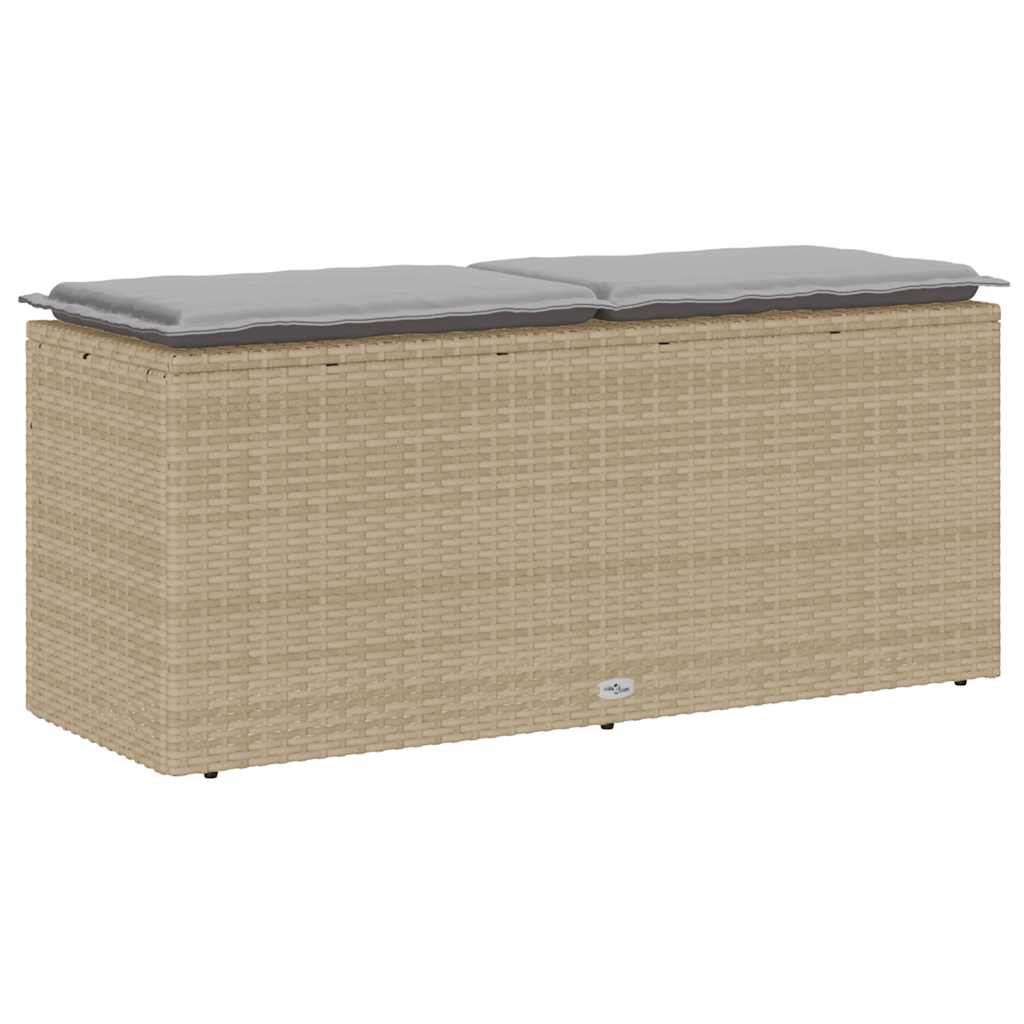 vidaXL Bancă de grădină cu pernă Bej 110x40x44 cm polirattan vidaXL Bancă de grădină cu pernă Bej 110x40x44 cm polirattan