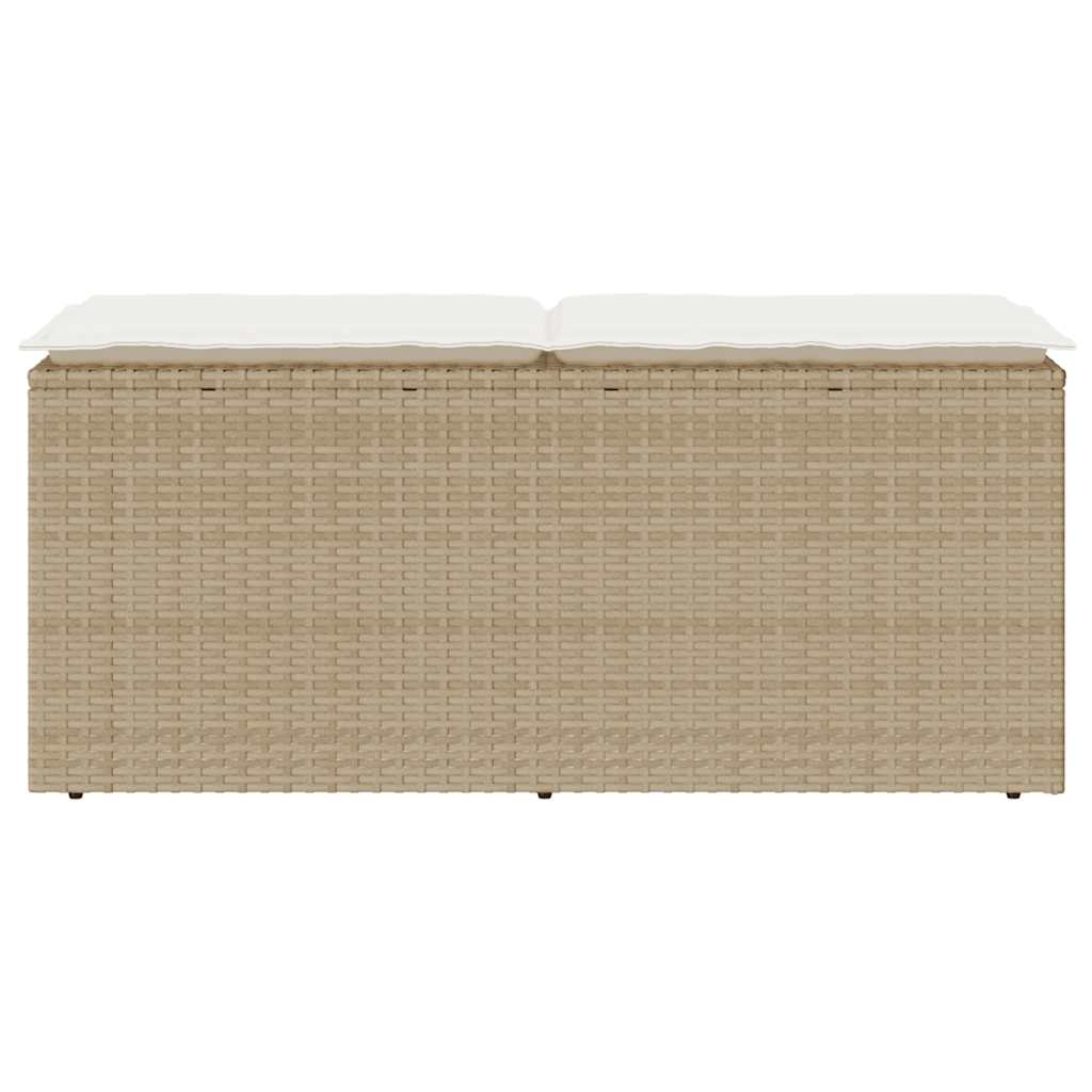 vidaXL Bancă de grădină cu pernă Bej 110x40x44 cm polirattan vidaXL Bancă de grădină cu pernă Bej 110x40x44 cm polirattan