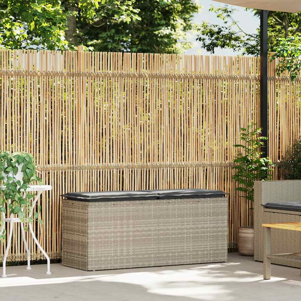 vidaXL Bancă de grădină cu pernă Gri deschis 110x40x44 cm Poly Ratan vidaXL Bancă de grădină cu pernă Gri deschis 110x40x44 cm Poly Ratan