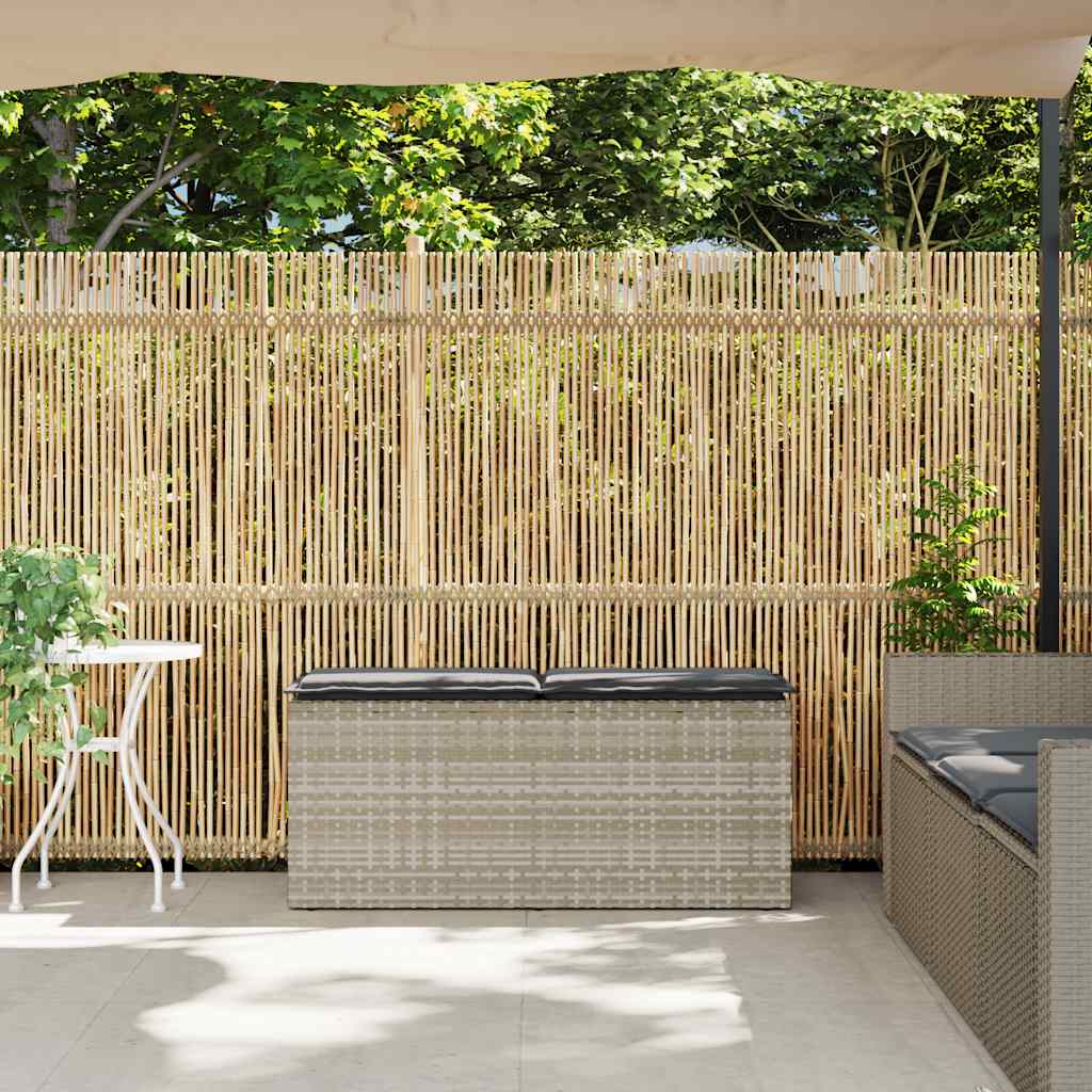 vidaXL Bancă de grădină cu pernă Gri deschis 110x40x44 cm Poly Ratan vidaXL Bancă de grădină cu pernă Gri deschis 110x40x44 cm Poly Ratan