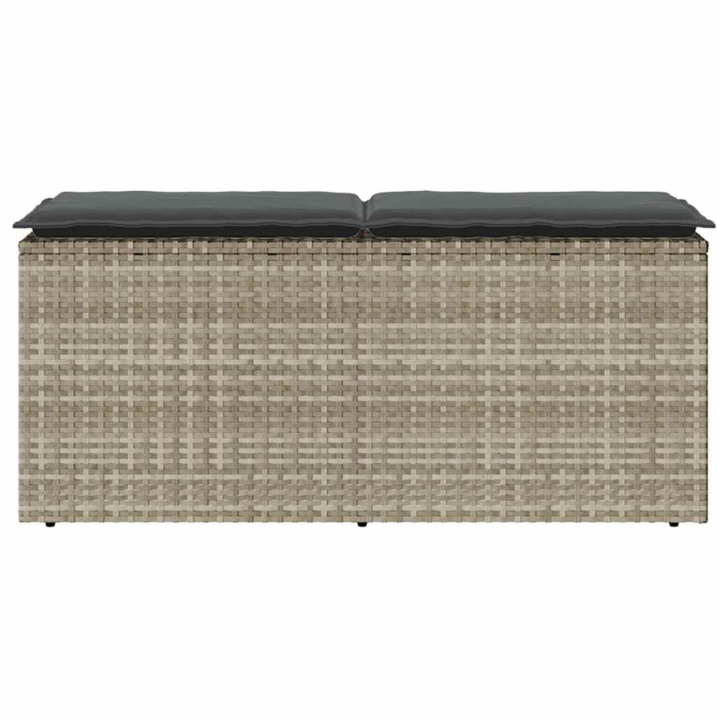 vidaXL Bancă de grădină cu pernă Gri deschis 110x40x44 cm Poly Ratan vidaXL Bancă de grădină cu pernă Gri deschis 110x40x44 cm Poly Ratan