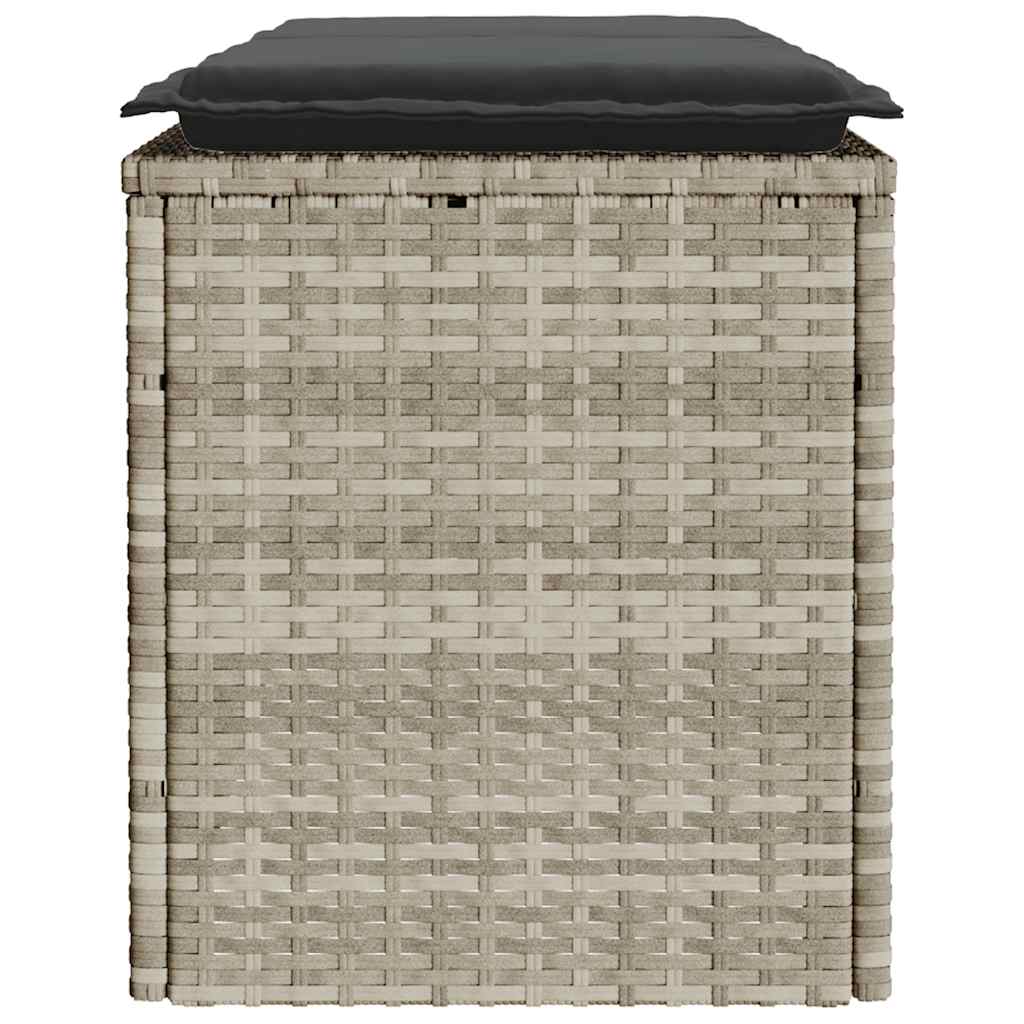 vidaXL Bancă de grădină cu pernă Gri deschis 110x40x44 cm Poly Ratan vidaXL Bancă de grădină cu pernă Gri deschis 110x40x44 cm Poly Ratan