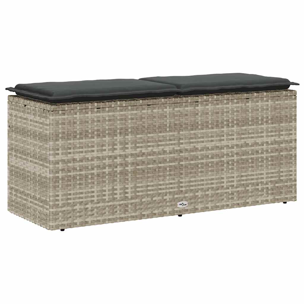vidaXL Bancă de grădină cu pernă Gri deschis 110x40x44 cm Poly Ratan vidaXL Bancă de grădină cu pernă Gri deschis 110x40x44 cm Poly Ratan