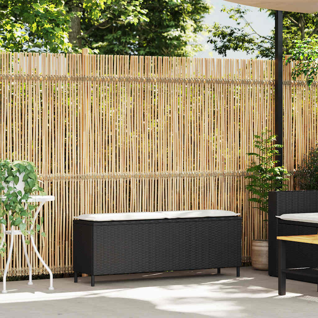 vidaXL Bancă de grădină cu pernă neagră 110x30x40,5 cm Poly Rattan vidaXL Bancă de grădină cu pernă neagră 110x30x40,5 cm Poly Rattan