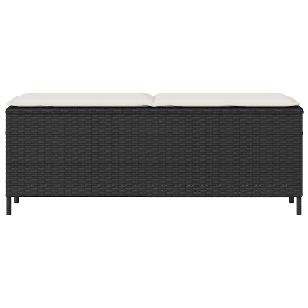 vidaXL Bancă de grădină cu pernă neagră 110x30x40,5 cm Poly Rattan vidaXL Bancă de grădină cu pernă neagră 110x30x40,5 cm Poly Rattan