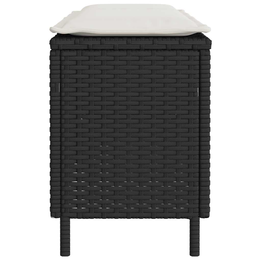 vidaXL Bancă de grădină cu pernă neagră 110x30x40,5 cm Poly Rattan vidaXL Bancă de grădină cu pernă neagră 110x30x40,5 cm Poly Rattan