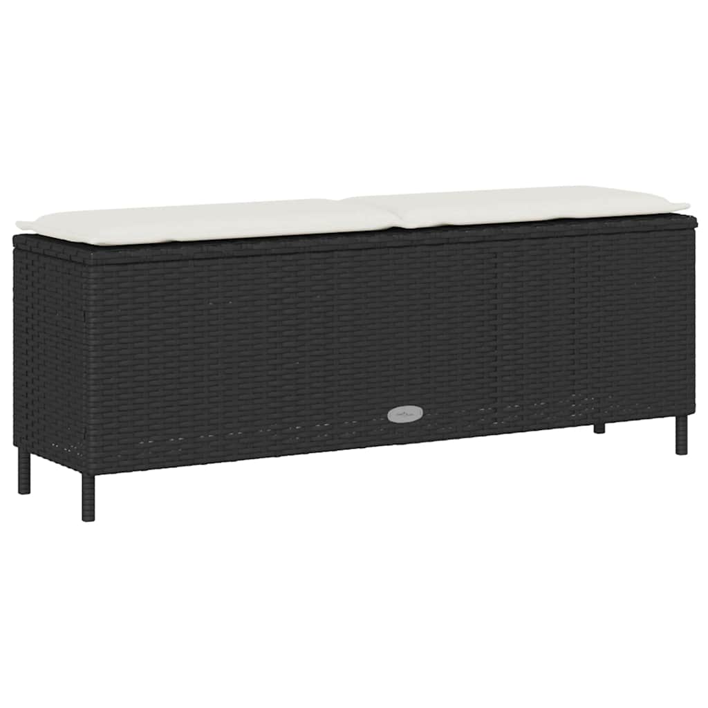 vidaXL Bancă de grădină cu pernă neagră 110x30x40,5 cm Poly Rattan vidaXL Bancă de grădină cu pernă neagră 110x30x40,5 cm Poly Rattan