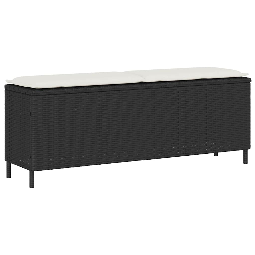 vidaXL Bancă de grădină cu pernă neagră 110x30x40,5 cm Poly Rattan vidaXL Bancă de grădină cu pernă neagră 110x30x40,5 cm Poly Rattan