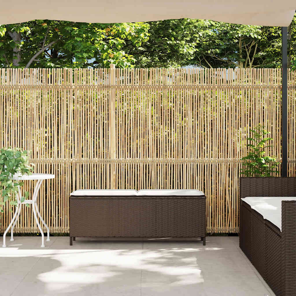 vidaXL Bancă de grădină cu pernă, maro,110x30x40,5 cm, poliratan vidaXL Bancă de grădină cu pernă, maro,110x30x40,5 cm, poliratan