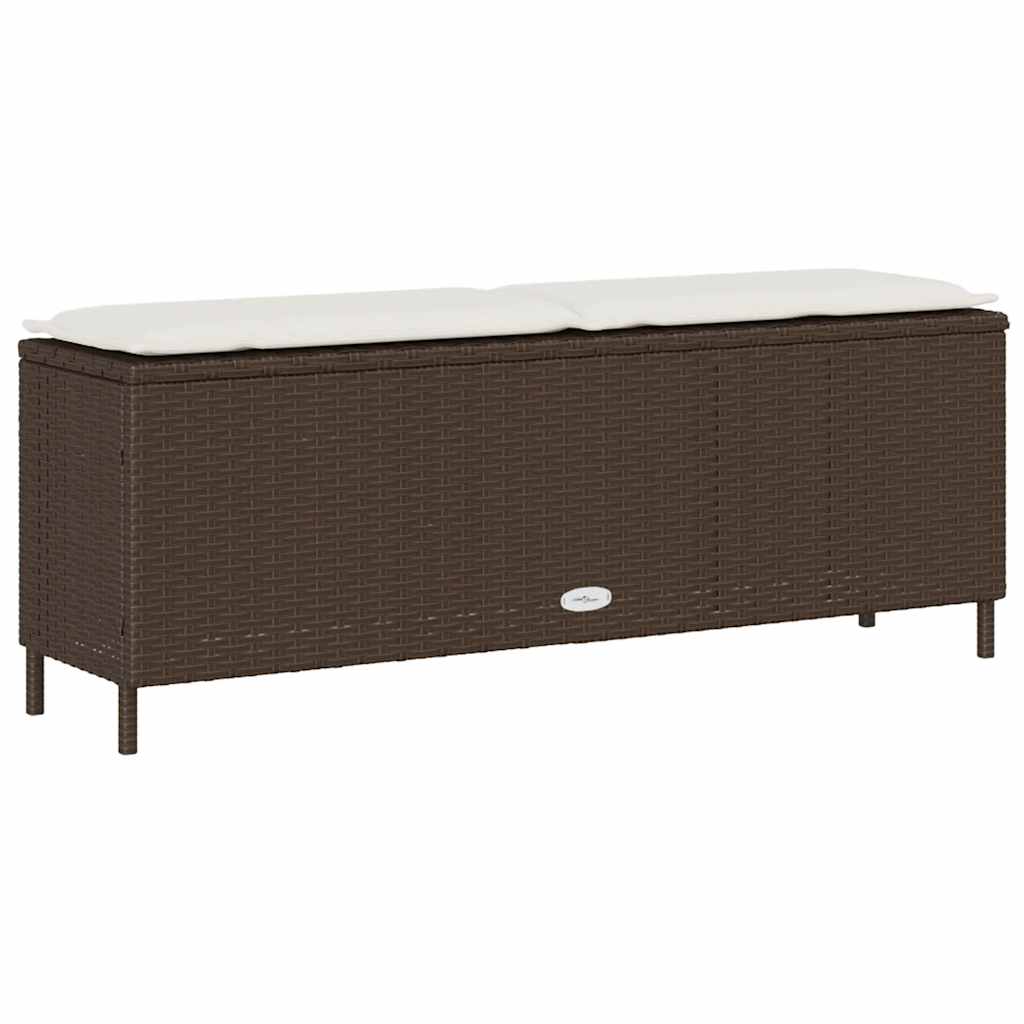 vidaXL Bancă de grădină cu pernă, maro,110x30x40,5 cm, poliratan vidaXL Bancă de grădină cu pernă, maro,110x30x40,5 cm, poliratan