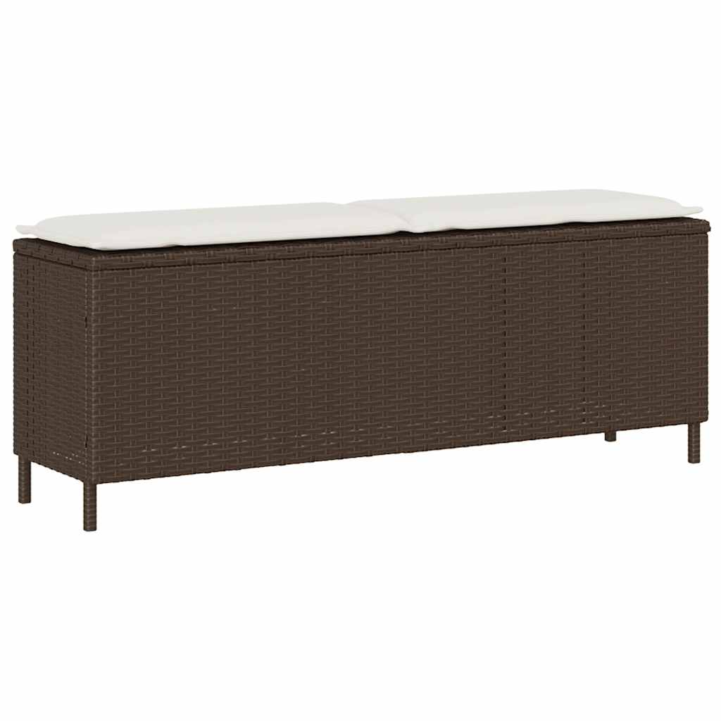 vidaXL Bancă de grădină cu pernă, maro,110x30x40,5 cm, poliratan vidaXL Bancă de grădină cu pernă, maro,110x30x40,5 cm, poliratan