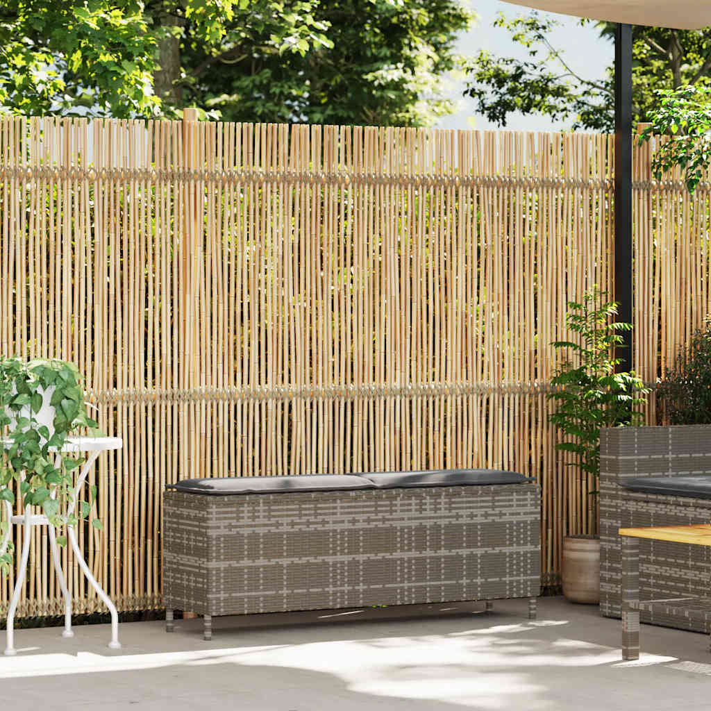 vidaXL Bancă de grădină cu pernă, gri, 110x30x40,5 cm, poliratan vidaXL Bancă de grădină cu pernă, gri, 110x30x40,5 cm, poliratan