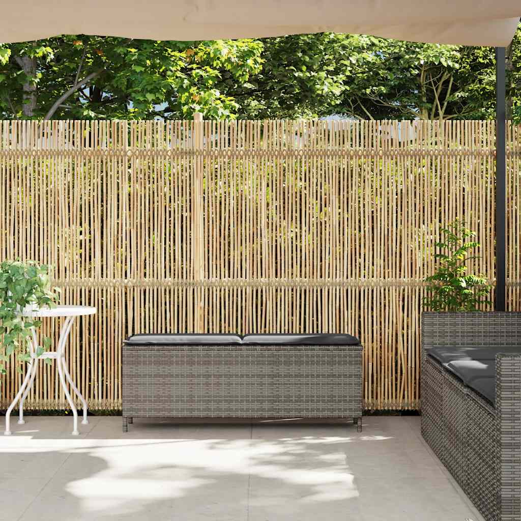 vidaXL Bancă de grădină cu pernă, gri, 110x30x40,5 cm, poliratan vidaXL Bancă de grădină cu pernă, gri, 110x30x40,5 cm, poliratan