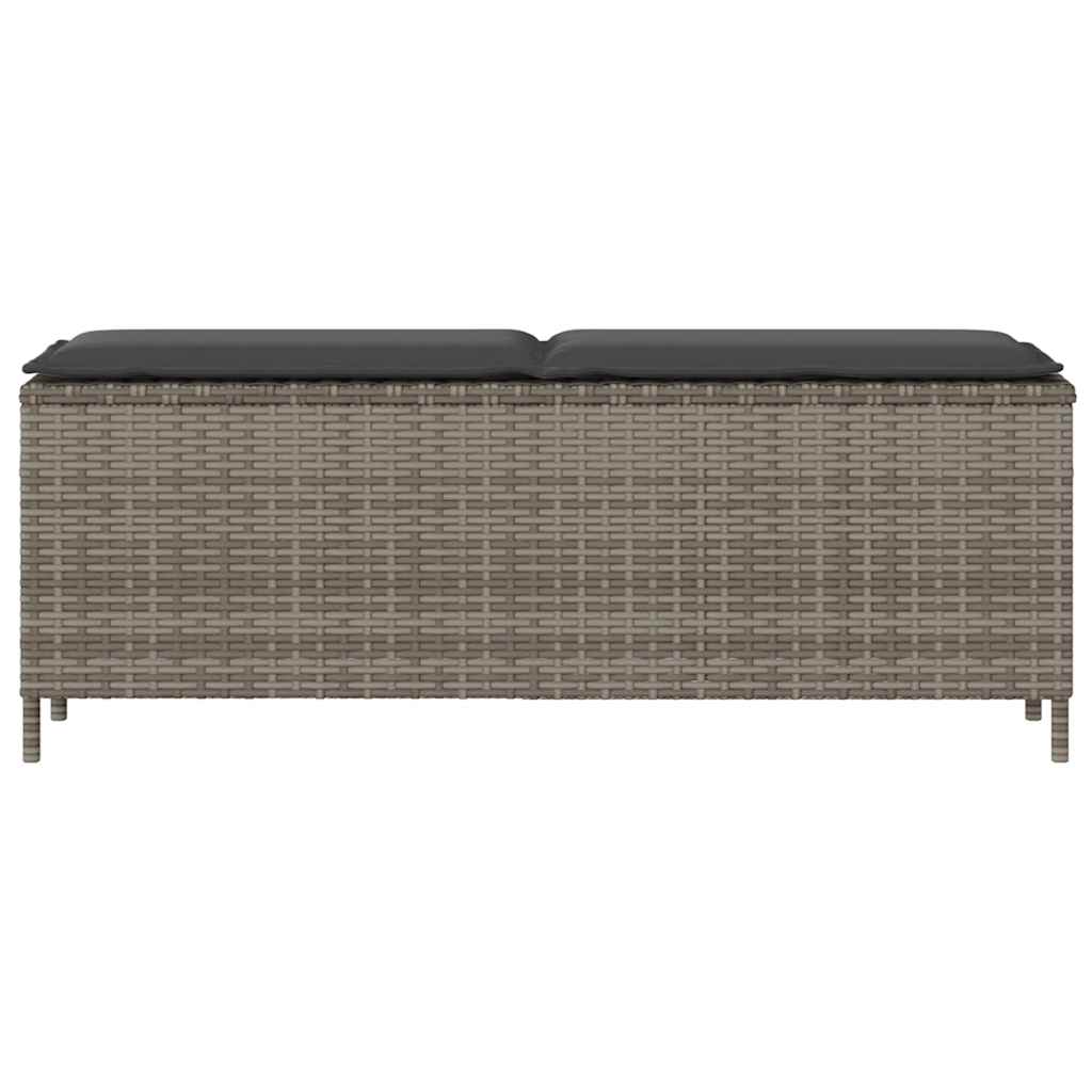 vidaXL Bancă de grădină cu pernă, gri, 110x30x40,5 cm, poliratan vidaXL Bancă de grădină cu pernă, gri, 110x30x40,5 cm, poliratan