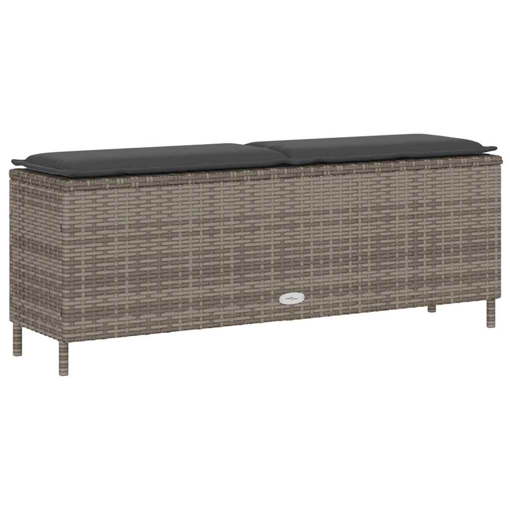 vidaXL Bancă de grădină cu pernă, gri, 110x30x40,5 cm, poliratan vidaXL Bancă de grădină cu pernă, gri, 110x30x40,5 cm, poliratan