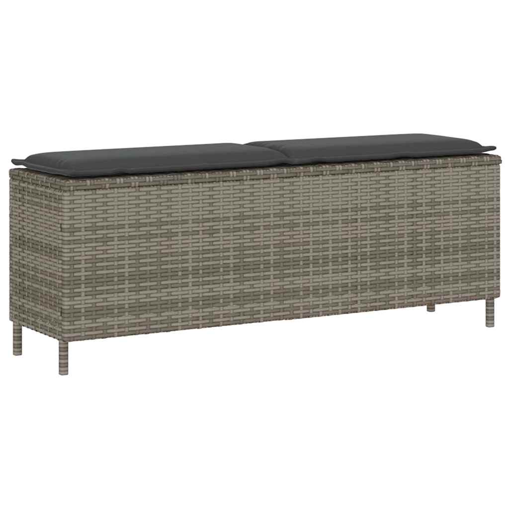 vidaXL Bancă de grădină cu pernă, gri, 110x30x40,5 cm, poliratan vidaXL Bancă de grădină cu pernă, gri, 110x30x40,5 cm, poliratan