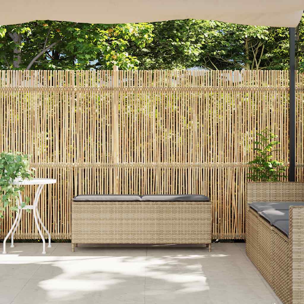 vidaXL Bancă de grădină cu pernă Bej 110x30x40,5 cm Poly Ratan vidaXL Bancă de grădină cu pernă Bej 110x30x40,5 cm Poly Ratan