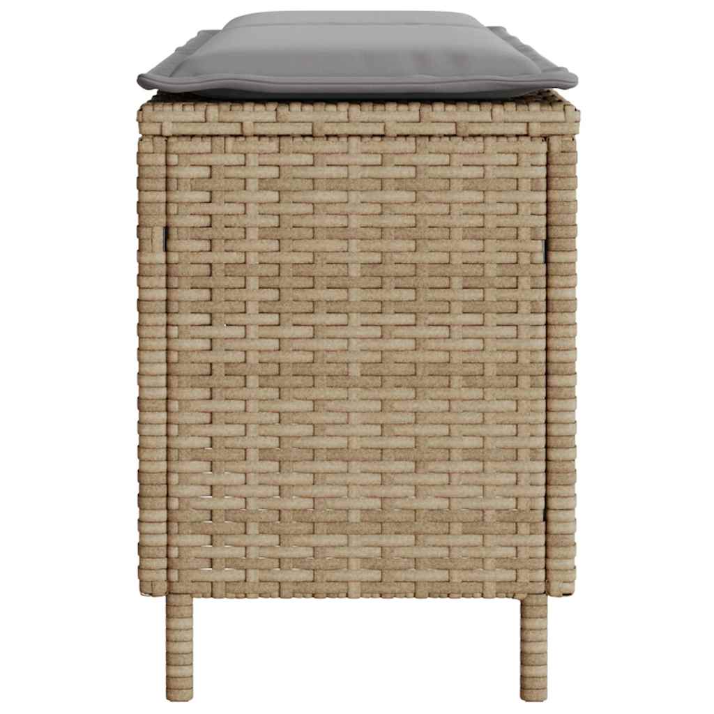 vidaXL Bancă de grădină cu pernă Bej 110x30x40,5 cm Poly Ratan vidaXL Bancă de grădină cu pernă Bej 110x30x40,5 cm Poly Ratan