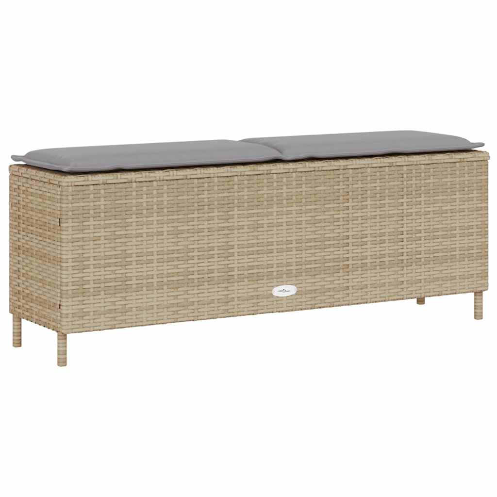 vidaXL Bancă de grădină cu pernă Bej 110x30x40,5 cm Poly Ratan vidaXL Bancă de grădină cu pernă Bej 110x30x40,5 cm Poly Ratan