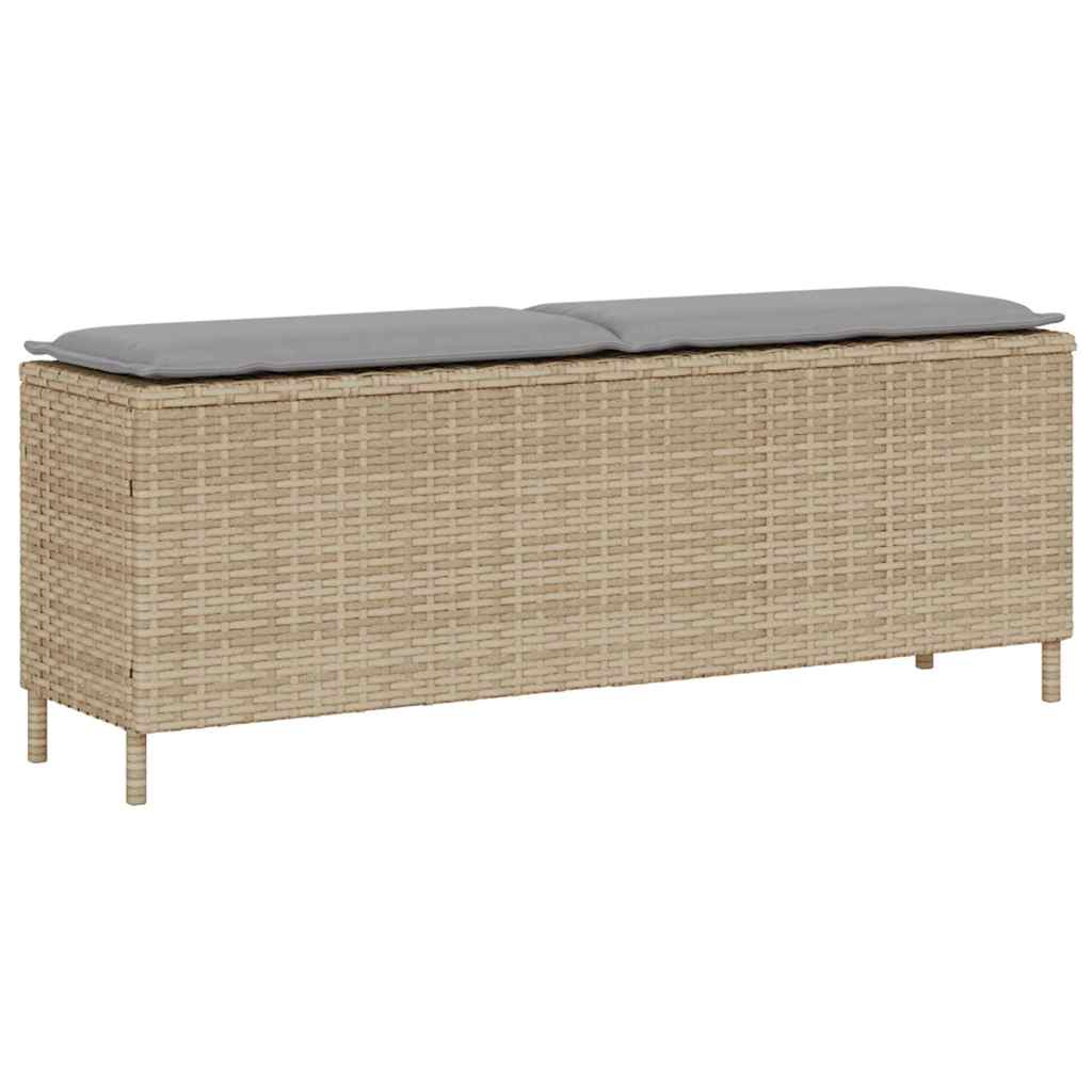 vidaXL Bancă de grădină cu pernă Bej 110x30x40,5 cm Poly Ratan vidaXL Bancă de grădină cu pernă Bej 110x30x40,5 cm Poly Ratan