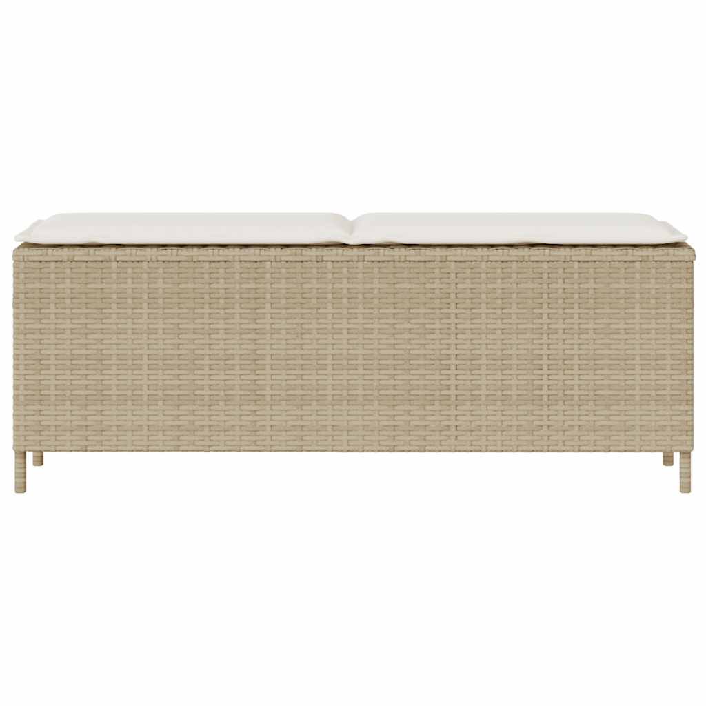 vidaXL Bancă de grădină cu pernă Bej 110x30x40,5 cm Poly Ratan vidaXL Bancă de grădină cu pernă Bej 110x30x40,5 cm Poly Ratan