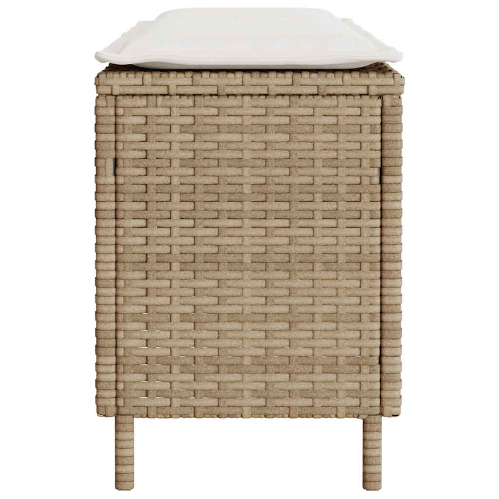 vidaXL Bancă de grădină cu pernă Bej 110x30x40,5 cm Poly Ratan vidaXL Bancă de grădină cu pernă Bej 110x30x40,5 cm Poly Ratan