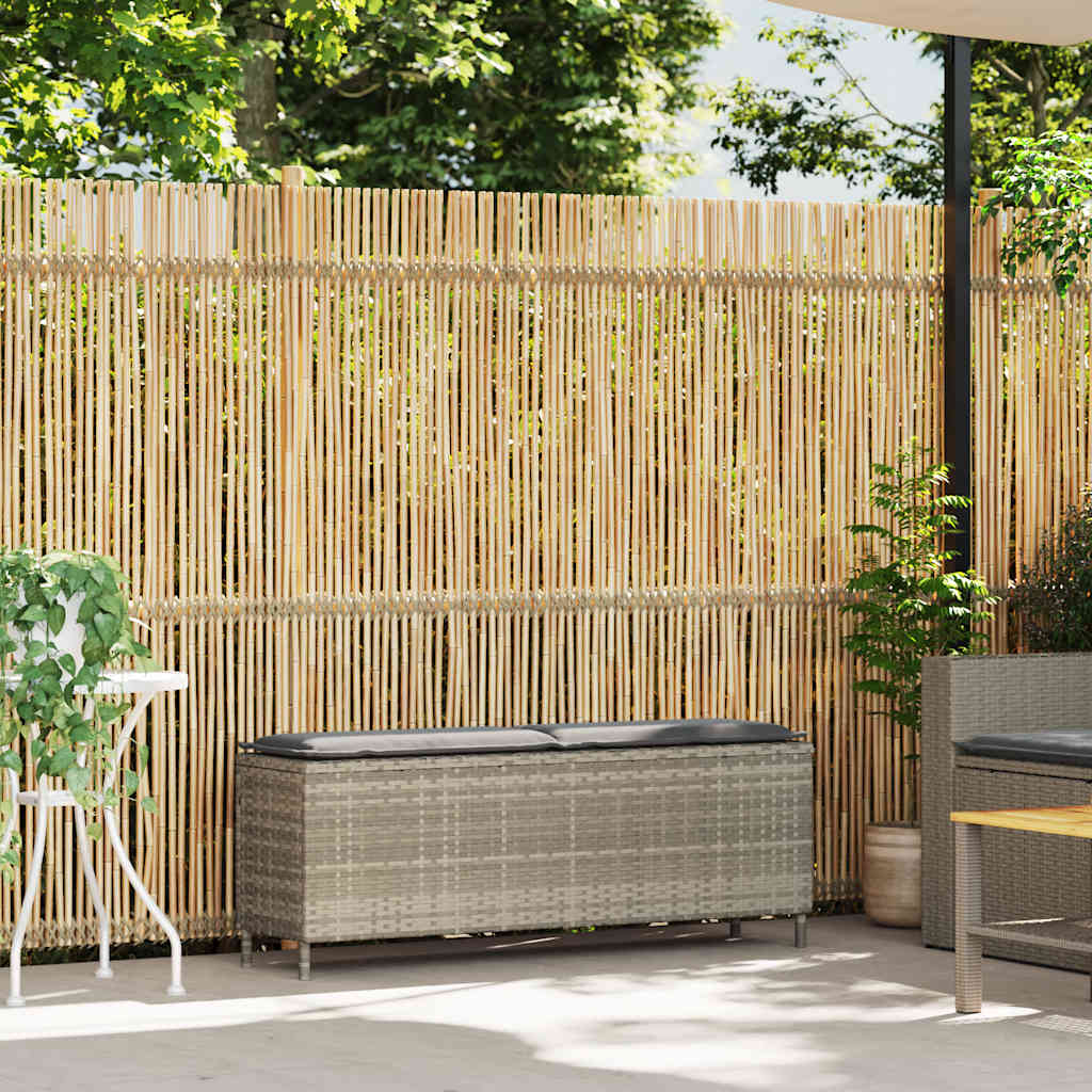 vidaXL Bancă de grădină cu pernă gri deschis 110x30x40,5 cm Poly Ratan