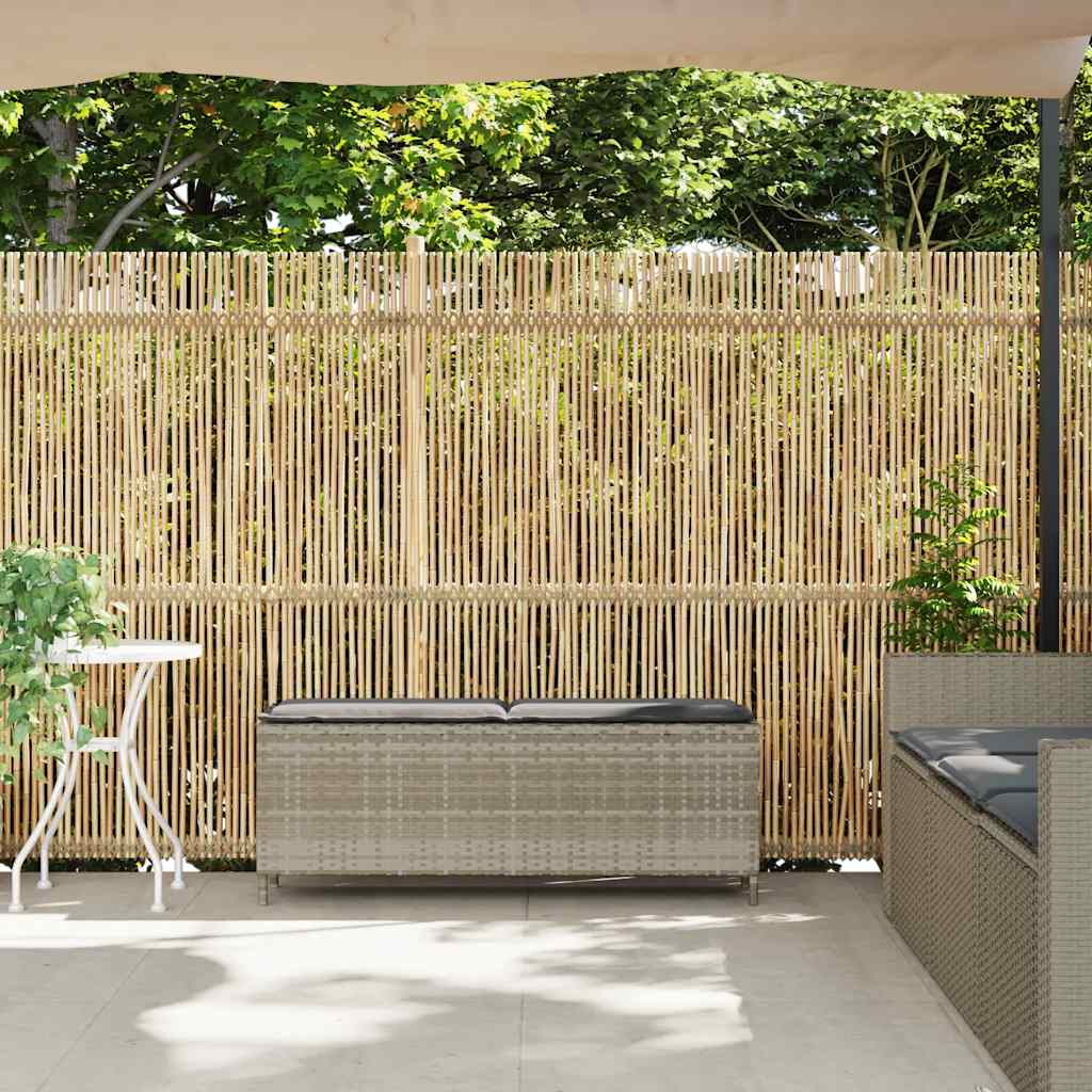 vidaXL Bancă de grădină cu pernă gri deschis 110x30x40,5 cm Poly Ratan