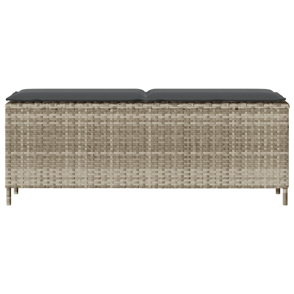 vidaXL Bancă de grădină cu pernă gri deschis 110x30x40,5 cm Poly Ratan