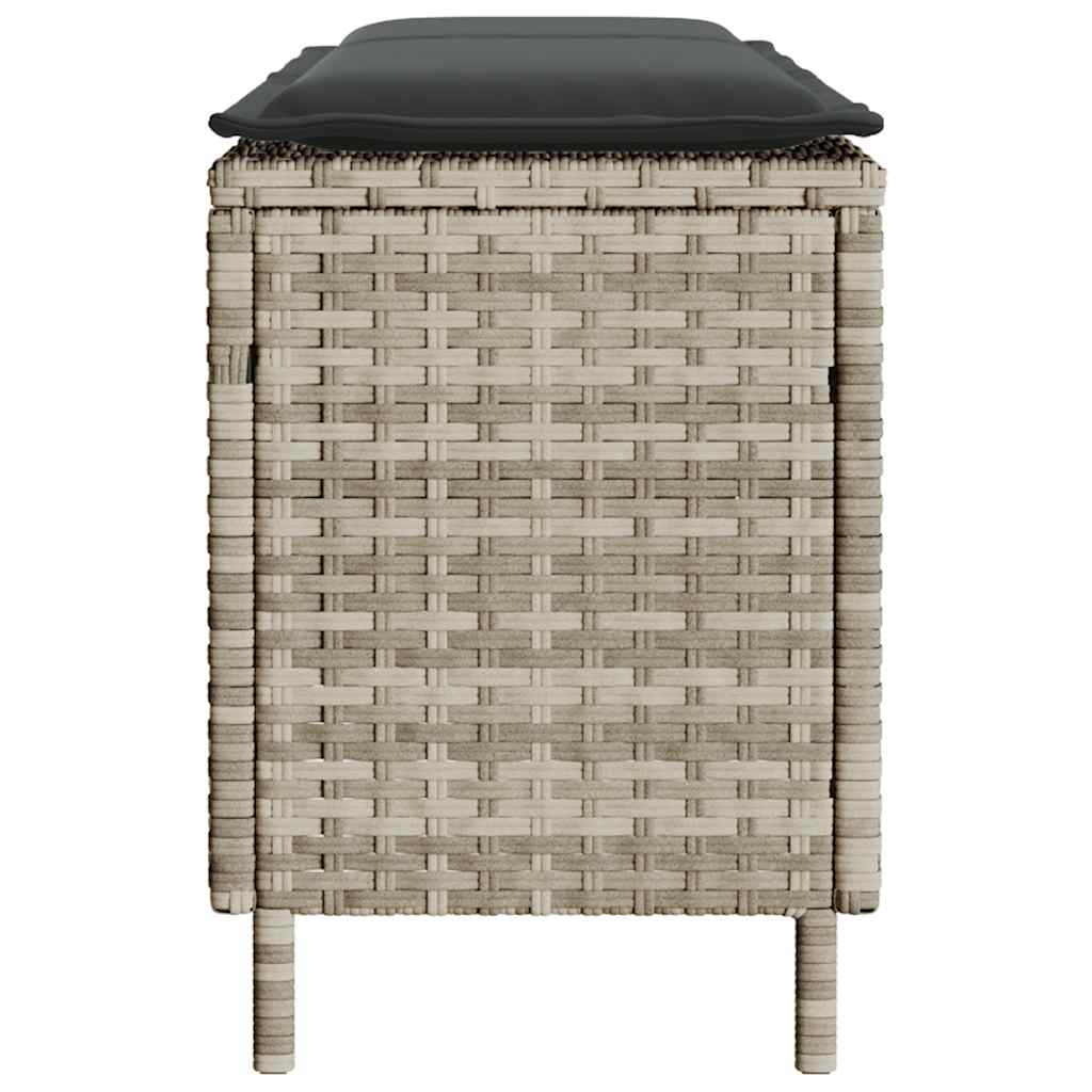 vidaXL Bancă de grădină cu pernă gri deschis 110x30x40,5 cm Poly Ratan