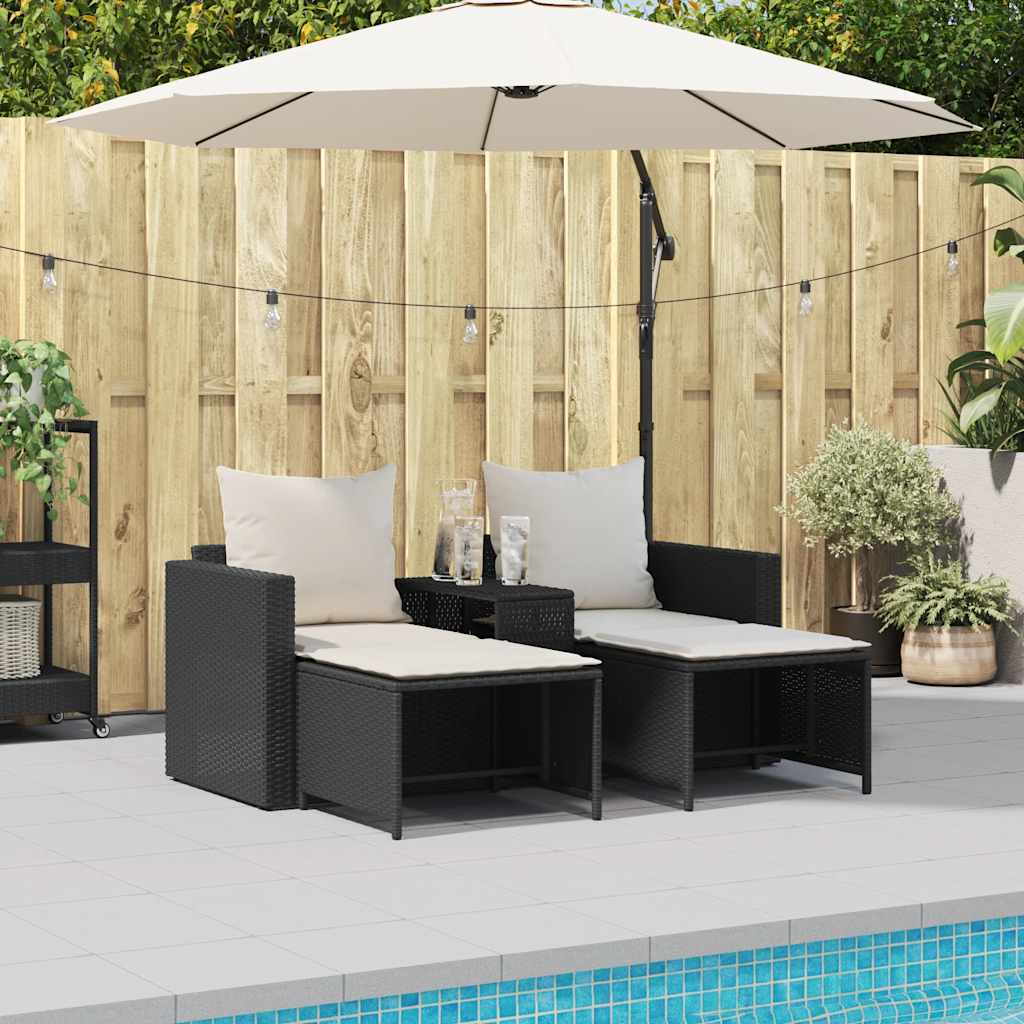 vidaXL Set canapea de grădină 5 piese cu perne stivuibile din negru vidaXL Set canapea de grădină 5 piese cu perne stivuibile din negru