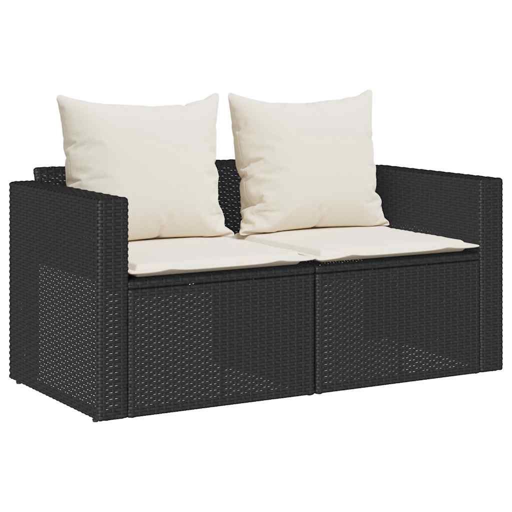 vidaXL Set canapea de grădină 5 piese cu perne stivuibile din negru vidaXL Set canapea de grădină 5 piese cu perne stivuibile din negru