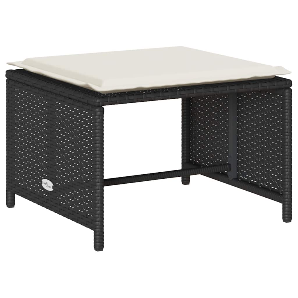 vidaXL Set canapea de grădină 5 piese cu perne stivuibile din negru vidaXL Set canapea de grădină 5 piese cu perne stivuibile din negru