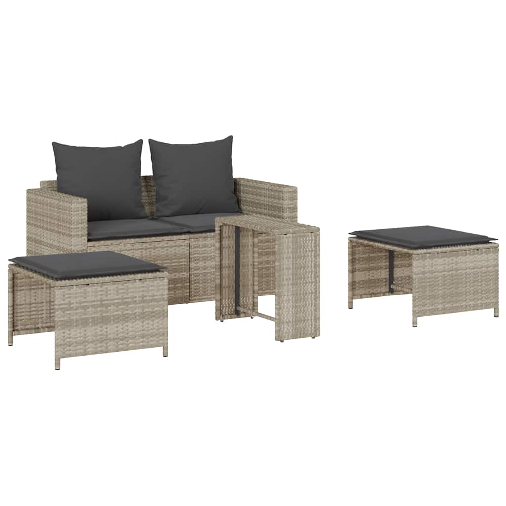 vidaXL Set canapea de grădină 5 piese cu perne stivuibile gri deschis vidaXL Set canapea de grădină 5 piese cu perne stivuibile gri deschis