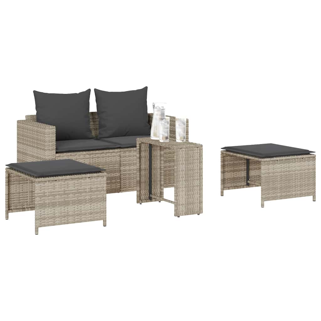 vidaXL Set canapea de grădină 5 piese cu perne stivuibile gri deschis vidaXL Set canapea de grădină 5 piese cu perne stivuibile gri deschis