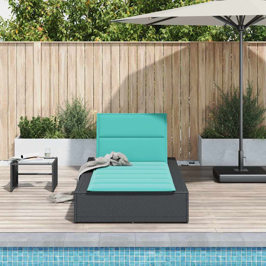 vidaXL Sezlong cu pernă plutitoare Rattan poli negru vidaXL Sezlong cu pernă plutitoare Rattan poli negru