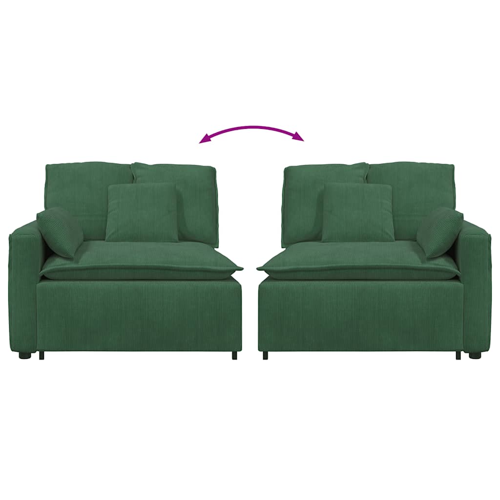 vidaXL Modul modular de capăt pentru cotieră canapea cu perne verde închis 100 cm