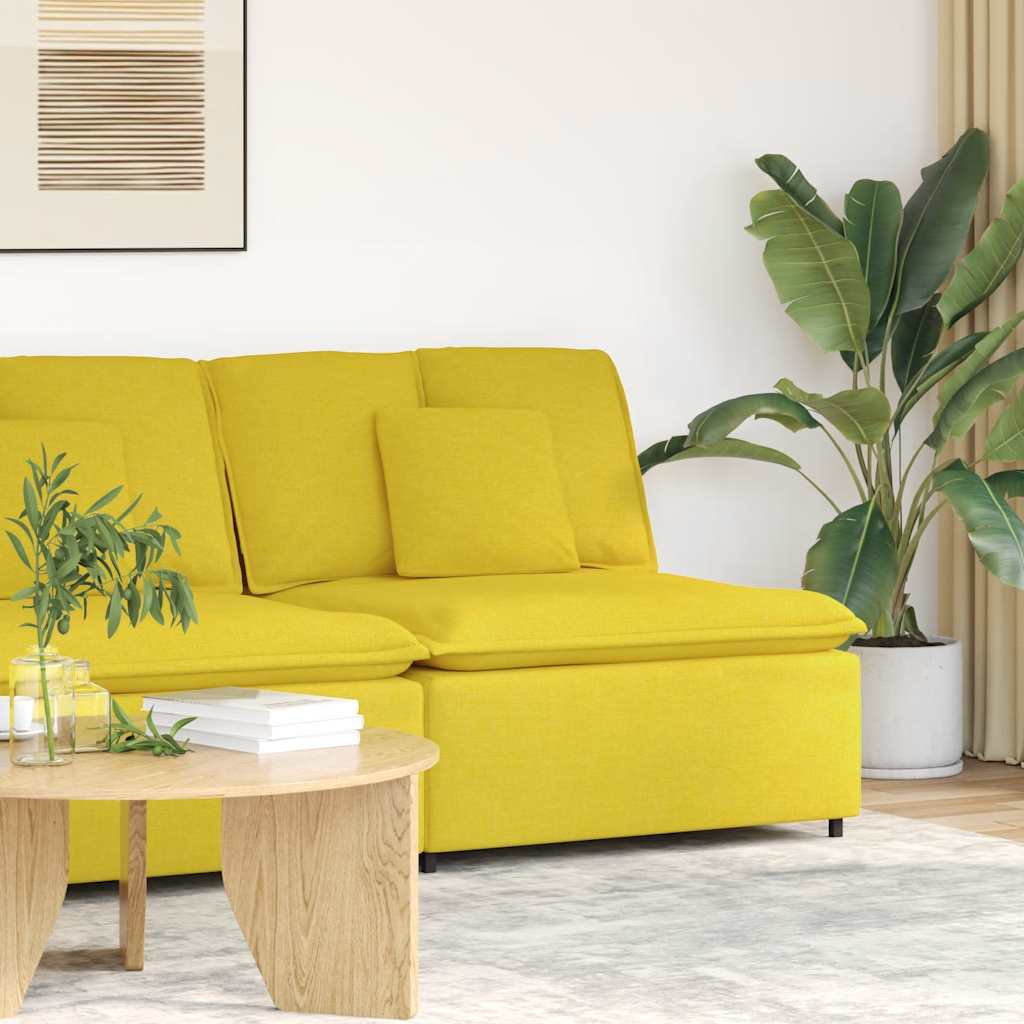 vidaXL Modul central canapea modulară cu perne, galben deschis, 100 cm vidaXL Modul central canapea modulară cu perne, galben deschis, 100 cm