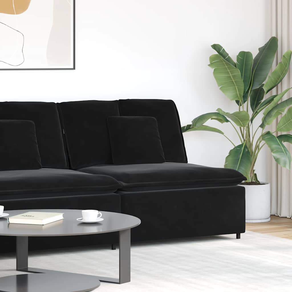vidaXL Modul central de canapea modulară cu perne, negru, 100 cm vidaXL Modul central de canapea modulară cu perne, negru, 100 cm