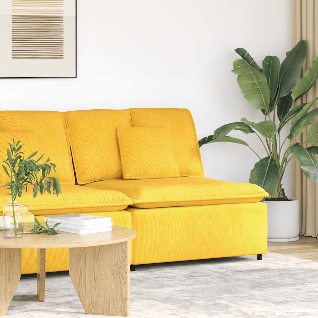 vidaXL Modul central canapea modulară cu perne, galben deschis, 100 cm vidaXL Modul central canapea modulară cu perne, galben deschis, 100 cm