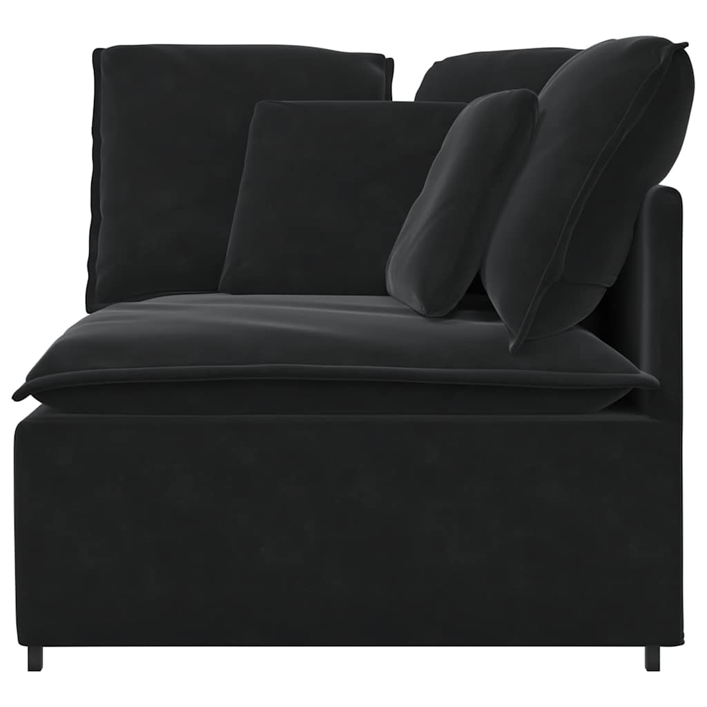 vidaXL Modul de colț pentru canapea modulară cu perne, negru, 100 cm vidaXL Modul de colț pentru canapea modulară cu perne, negru, 100 cm